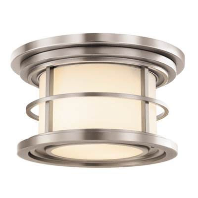 Gemma Brushed Steel 30.5cm W 2 - Bulb Outdoor Flush Mount