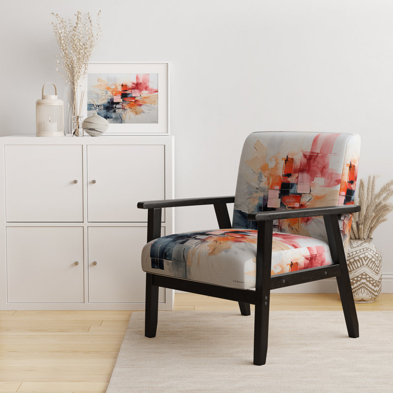 Fashion Calvin K Geometric Glam II - Upholstered Modern Arm Chair, Fashion Art Accent Chair