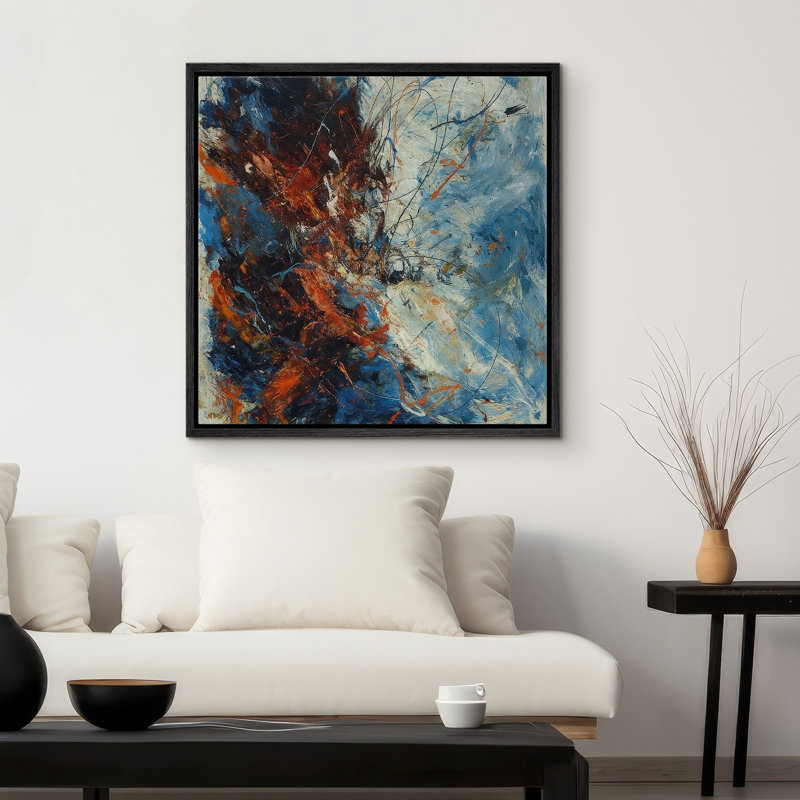 Reproduction d'art encadrée sur toile pour décor moderne neutre, Noir, H 16 po x l 16 po