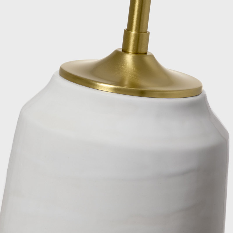 Thomas O'Brien Cato 1 Light Bedroom Home Office Living Room Lamp With White Linen Shade, White