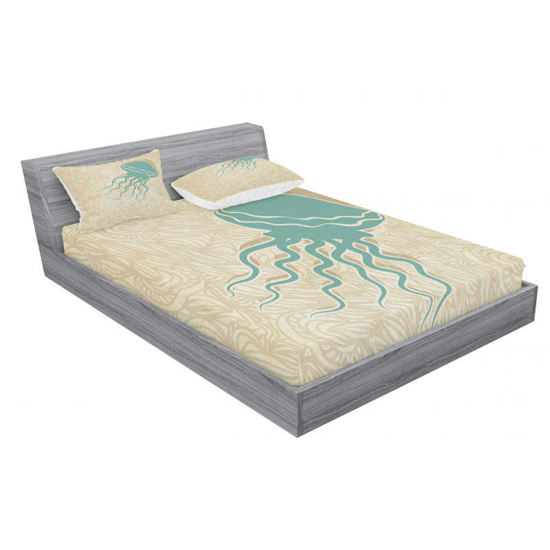 Jellyfish Microfiber Sheet Set, Full Sheet Set + Fitted Sheet + 2 Pillowcases