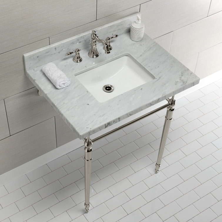 Edwardian Ceramic Rectangular Console Bathroom Sink with Overflow