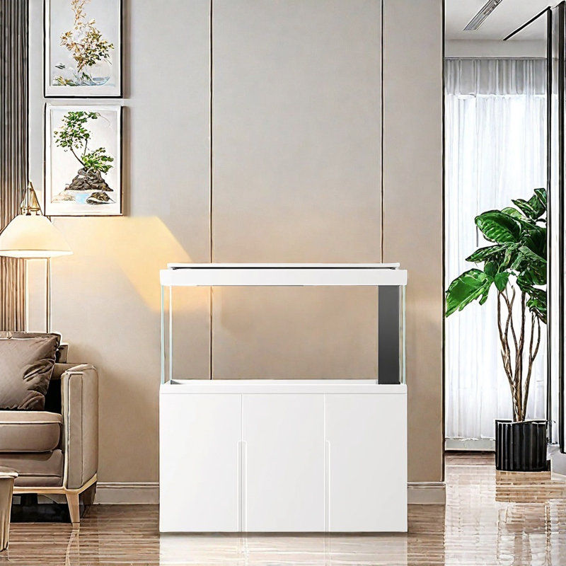 Minimalist Modern Rectangular Eco Aquarium Tank, 170 Gallon (61.8" H x 59" W x 23.6" D), White