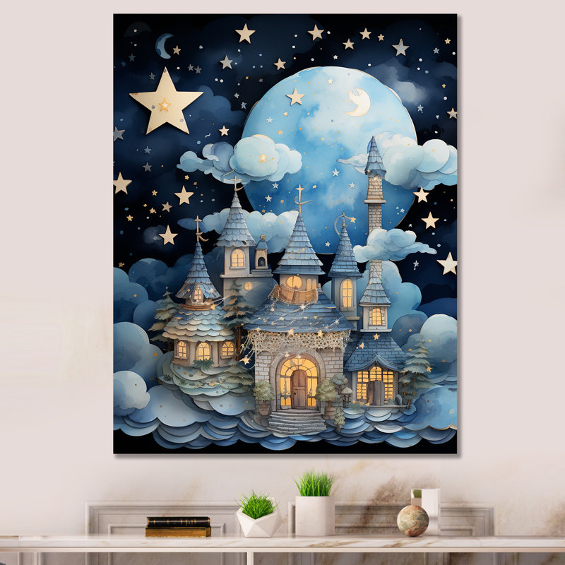 Child Nursery Starry Night III - Nursery's Wall Art, Wrapped Canvas, 32" H x 16" W x 1" D