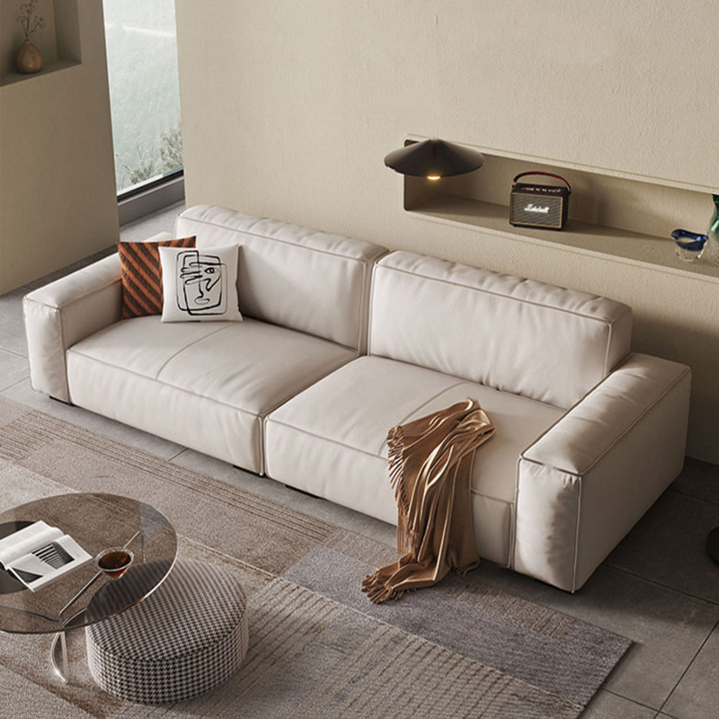 White Genuine Leather Modular Sofa cushion couch