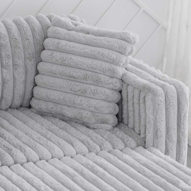 Canapé modulaire en fausse fourrure, Gris clair, 2, H 30,7 po x l 75,6 po x P 34,6 po
