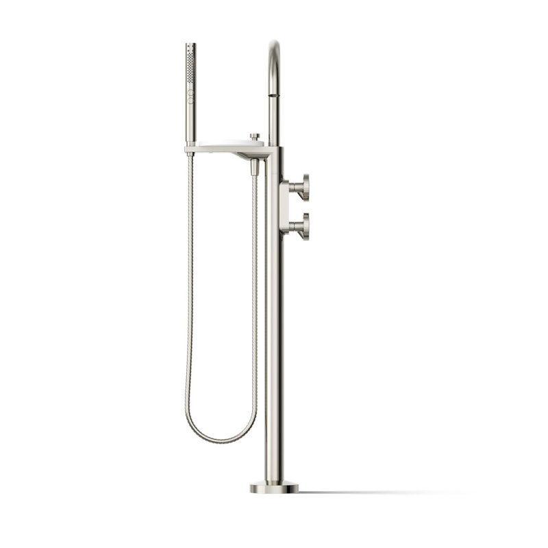 Components Floor-Mount Bath Filler Trim, Polished Nickel, Wheel Handle