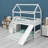 Children's House Bunk Bed with Slide and Shelving Stairs-1113101349