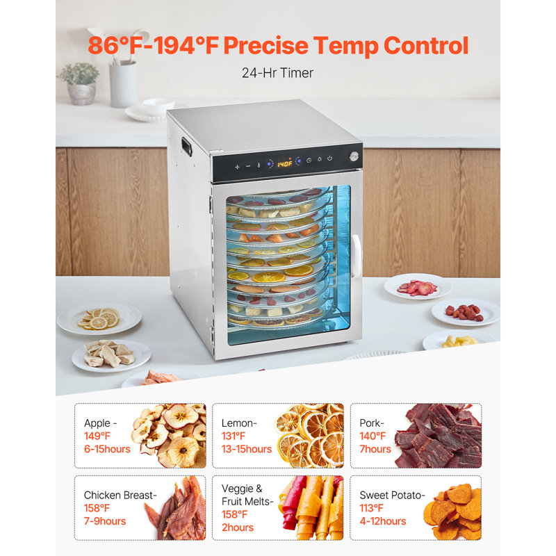 Séchoir à fruits en acier inoxydable 800W