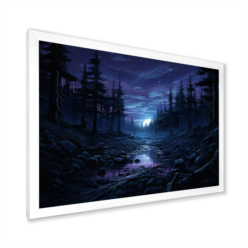 Pine Tree Moonlit Serenade I - Tree Pine Canvas Prints, Cadre photo blanc, H 12 po x l 20 po x P 1 po