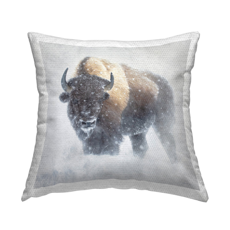 Coussin Snowy Bison Winter Wildlife