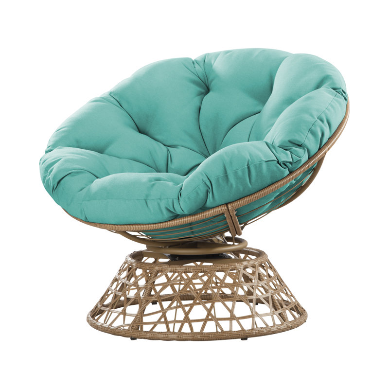 Outdoor 360° Swivel Wicker Papasan Chair - Premium Rattan, Soft Cushion & Durable Frame, Oversized Reading Chair, Green