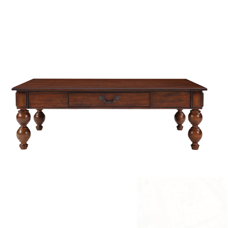 Table basse rectangulaire en bois avec tiroir de rangement, Noyer