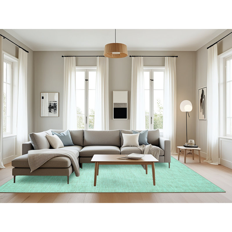 Tapis abstrait vert menthe Kyng, Rectangle 8 pi x 12 pi