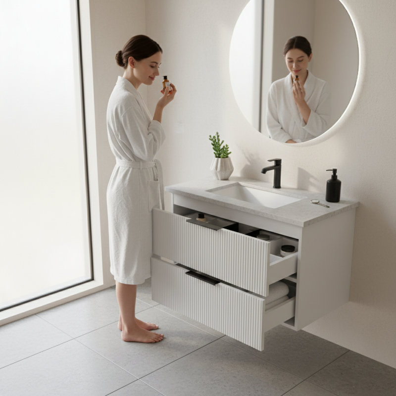 Meuble-lavabo blanc 30 po sans lavabo | Idée de cadeau