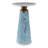 Glass and Wood Accent Table with Tapered Base and Modern Design.