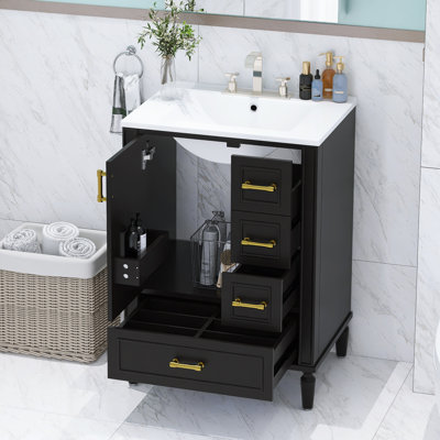 Modern 24" Single Bathroom Vanity With Ceramic Sink