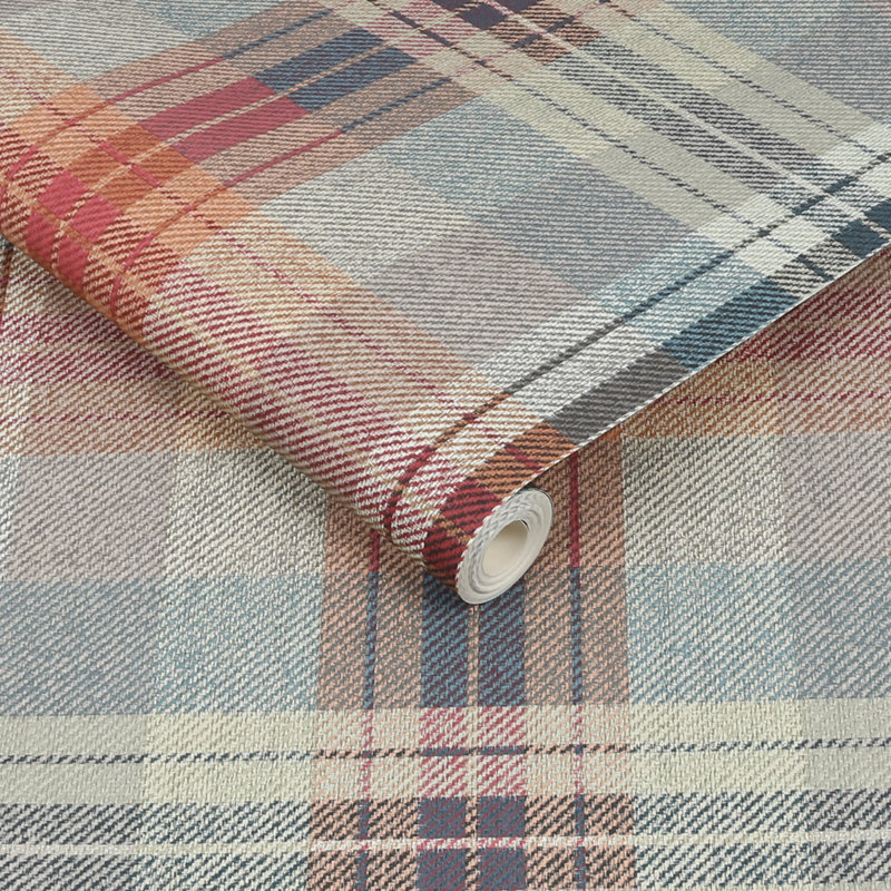 Fresco Highland Cosy Tartan Red/Green 10m x 52cm Matte Wallpaper Roll
