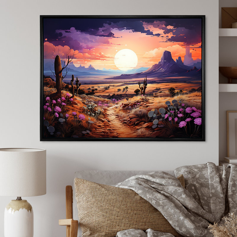 " Violet Vista Cactus ", Black Floater Framed, 34" H x 44" W x 1.5" D