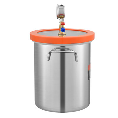 Chambre à vide 3 gallons avec couvercle en verre trempé et manomètre - Système de dégazage en résine d'acier inoxydable pour la stabilisation du bois