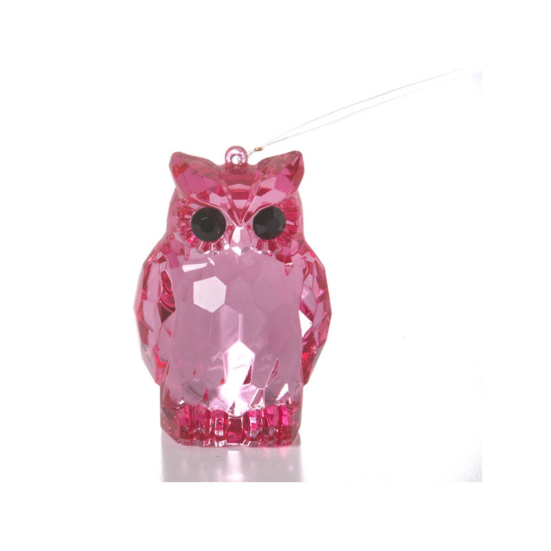 Figurine suspendue hibou acrylique, H 2,5 po x l 2,5 po x P 3,5 po, Rouge