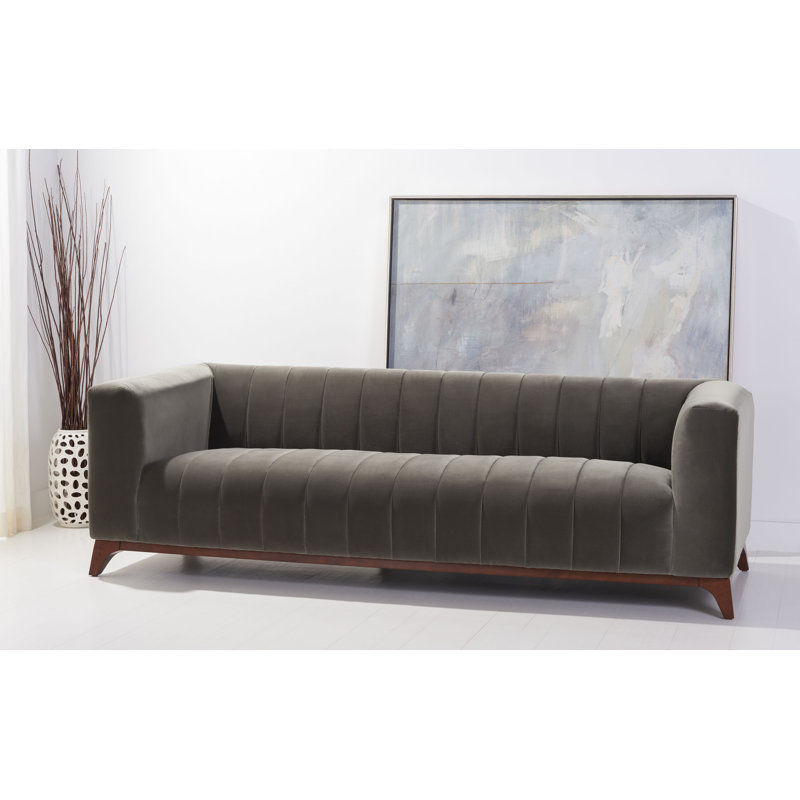 Cameron 91'' Upholstered Sofa, Dark Gray Velvet