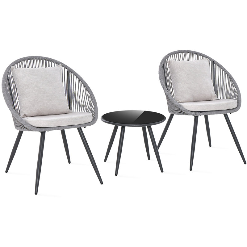 Romona 3 - Person Patio Dining Set with Round Table , Cushions Included