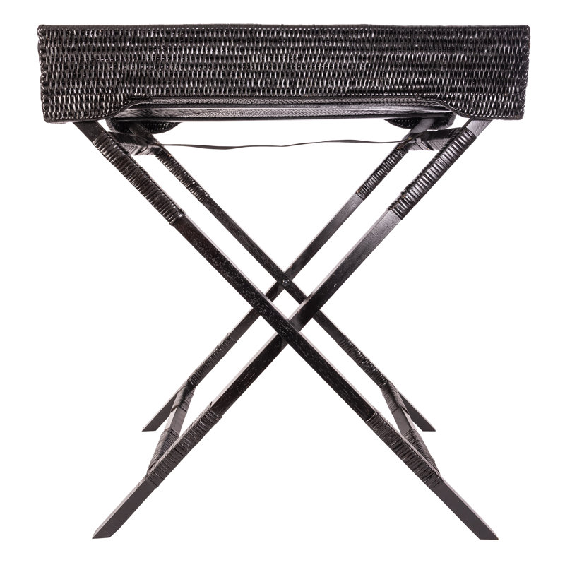 Artifacts Rattan Tray Top End Table, Tudor Black