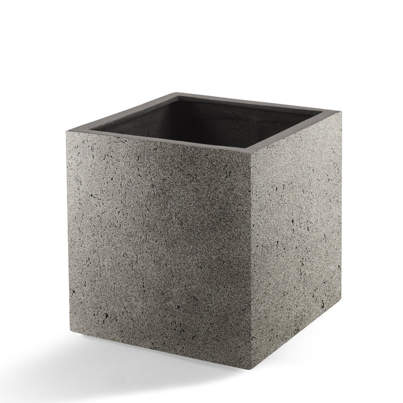 Grand pot à fleurs Grigio l 15,75 po x H 15,75 po - Béton naturel, jardinière légère faite à la main de qualité supérieure, pot en résine de fibre de verre résistant au gel et aux rayons UV pour une utilisation intérieure / extérieure