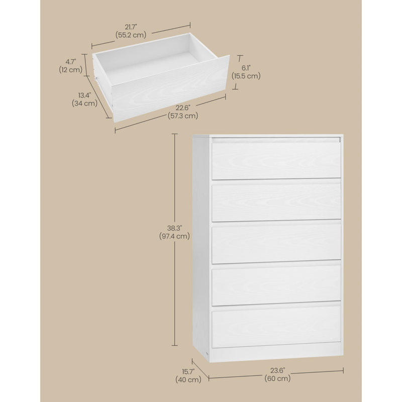 60 cm W Chest of 5 Drawers