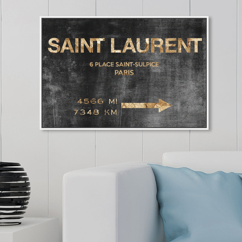 Panneau de signalisation de Saint Sulpice - art textuel sur toile, H 36 po x l 54 po, Cadre blanc