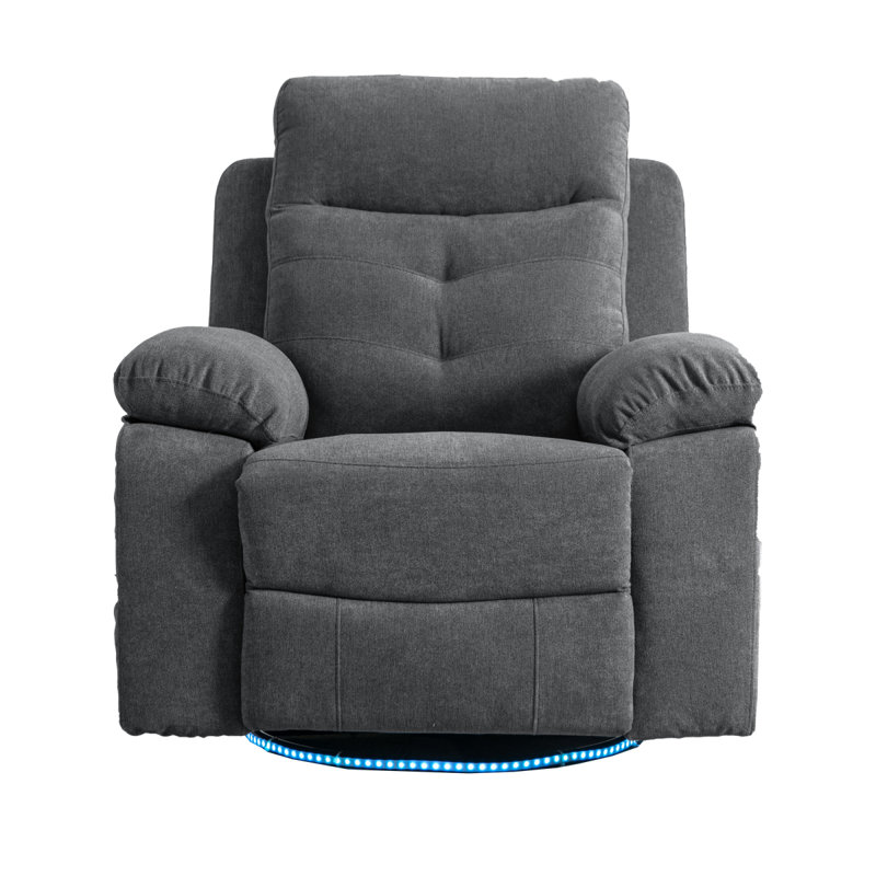 Fauteuil oscillant inclinable électrique avec haut-parleur pivotant à 270 degrés avec bras lumineux à DEL avec poches de rangement USB + port de charge de type C Repose-pieds escamotable à dossier réglable DG