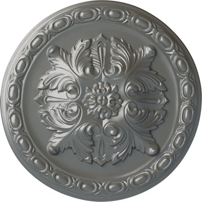 Endurathane Stockport Ceiling Medallion, 11 3/4"OD x 3/8"P, Hand-Painted Silver Finish