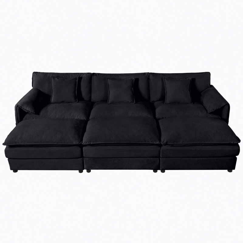Canapé-lit modulaire surdimensionné à siège profond avec 3 repose-pieds et coussins moelleux, canapé-lit modulaire pour salon, appartement, combinaison de bricolage en chenille