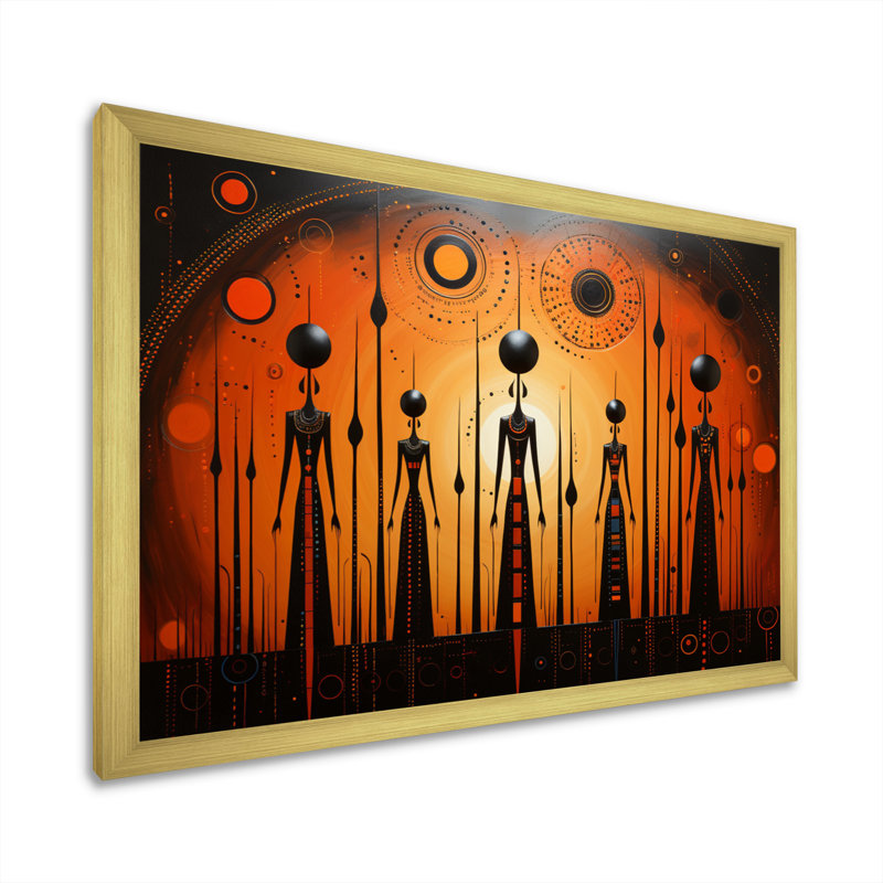 «African Tribal Rhythms V», reproduction d'art sur toile, H 30 po x l 40 po x P 1,5 po, Encadrement doré