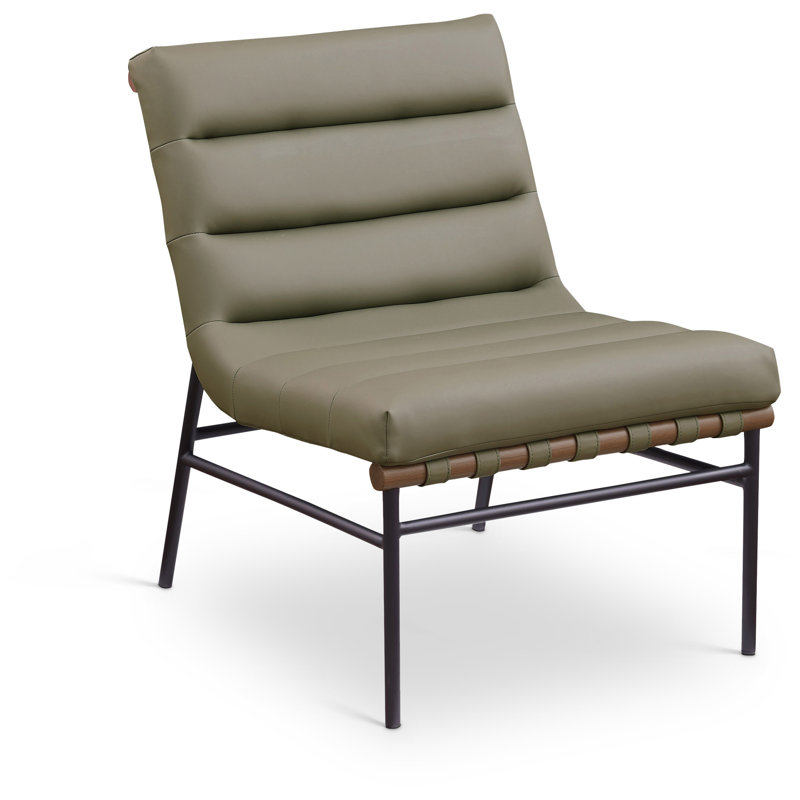 Fauteuil sans accoudoirs 24,5 Evgheni, Cuir olive végétalien