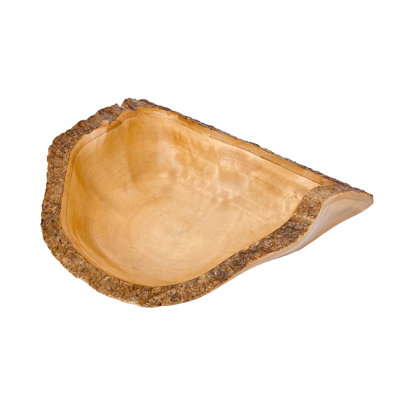 Bois de manguier rectangulaire avec rebord d'écorce et bol à fruits