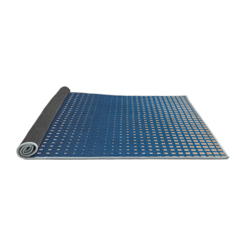 Tapis bleu/crème à motifs, Rond 4 pi