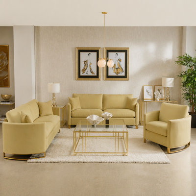 Whittier Camel 3-piece Upholstered Sofa Set