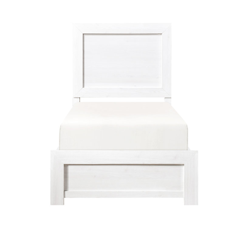Lit simple en simili bois - Tête de lit pour chambre à coucher de style industriel et rustique, Lit simple, Blanc