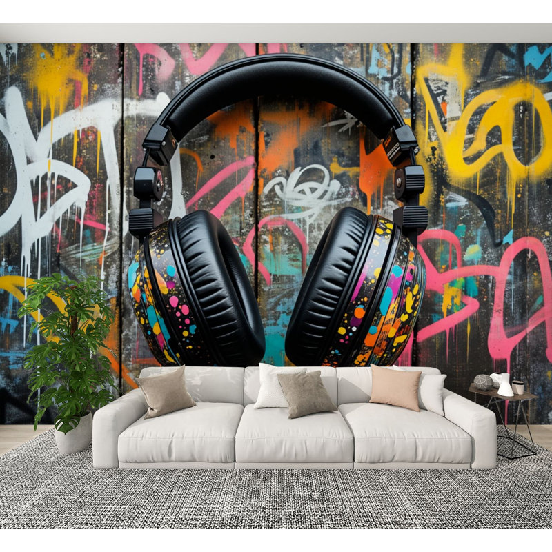 Papier peint adhésif musique avec musique Urban, L 144 po x l 100 po