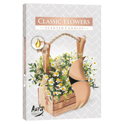 Classic Flower Scented Tealight Candle with Glass Holder