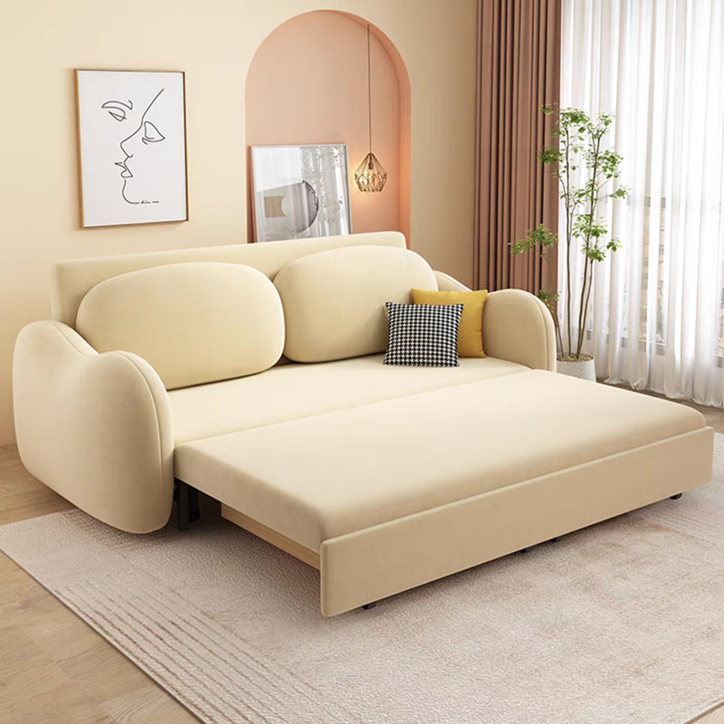 Canapé ajustable en velours crème Tech, H 32,3 po x l 92,9 po x P 32,3 po