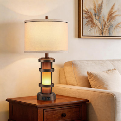 Ensemble de lampe de table 24 po ChenJoss avec veilleuse et ports USB, convient aux chambres à coucher, aux salons, aux bureaux et aux bureaux (ensemble de 2)