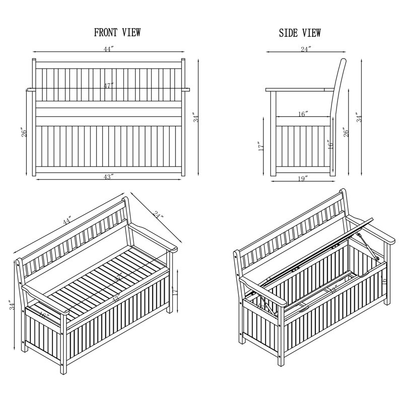 Londonderry 47" Acacia Wood Outdoor Storage Bench