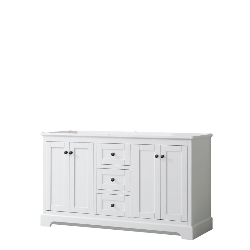 Avery 59.25'' Double Bathroom Vanity Base Only, Dark Blue, Matte Black