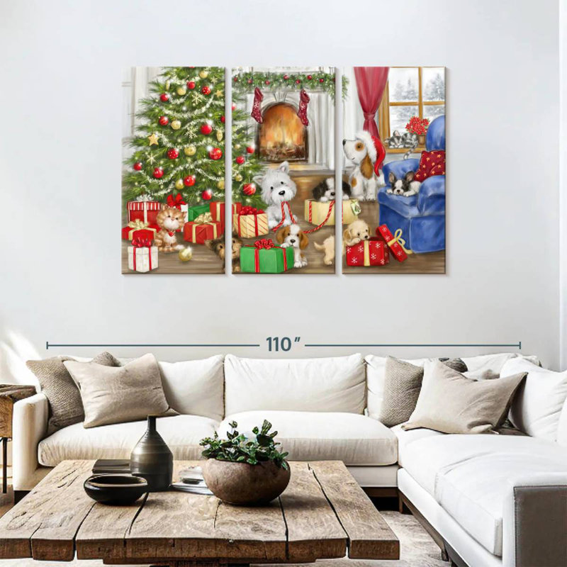 Chiens et chats de Noël Lelend, H 48 po x l 74 po