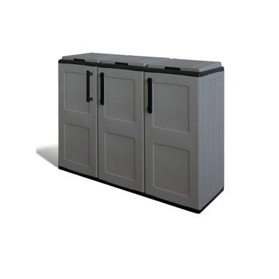 Indoor Or Outdoor Litter Cabinet, 3-Door Bag Holder, 100% Made In Italy, 102X37H90 Cm, Gray Color