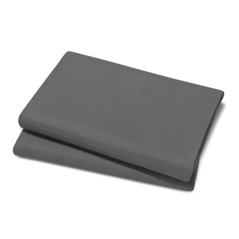 Microfiber Pillowcase Set Envelope Closure, Gray, Standard Pillow Case
