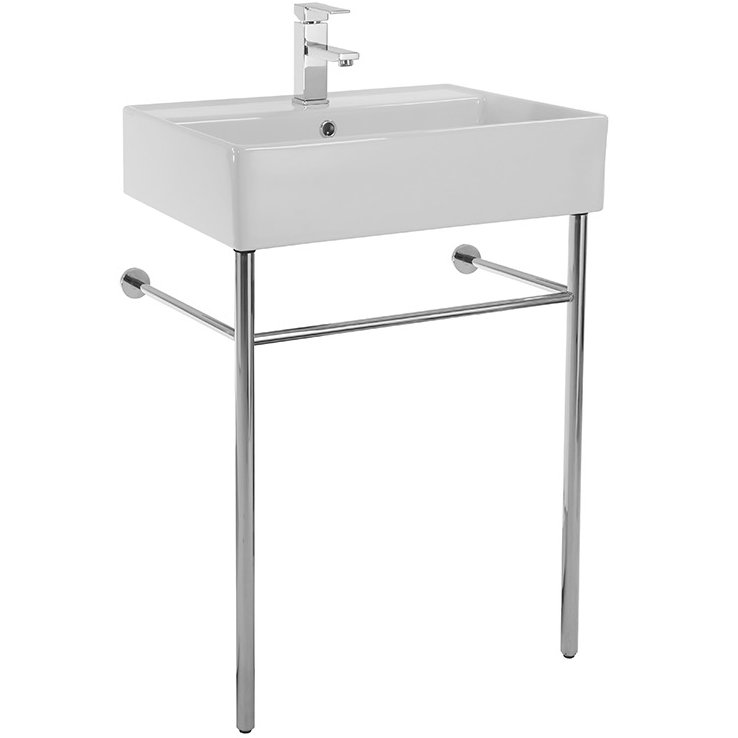 Scarabeo By Nameeks Teorema 18.1'' White Ceramic Rectangular Bathroom Sink with Overflow